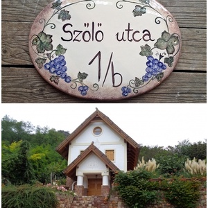 Kerámia egyedi utca és házszám tábla szőlős-indás festéssel - otthon & életmód - ház & kert - házszám - Meska.hu