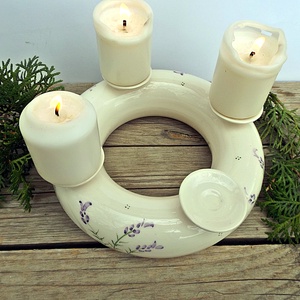  Kerámia koszorú-a levendula szerelmeseinek karácsonyra  - karácsony - adventi díszek - adventi koszorú - Meska.hu