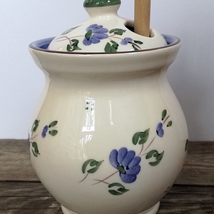 Kékfestő  kerámia méztartó - otthon & életmód - konyhafelszerelés, tálalás - konyhai tárolás - méz & vajtartó - Meska.hu