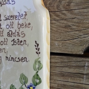Kerámia  házi áldás kék nefelejcs festéssel - otthon & életmód - vallás - házi áldás - Meska.hu