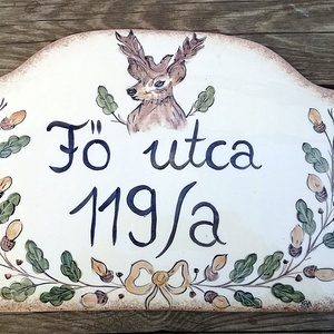 Egy nagy vadásznak-szarvasos utcanév tábla - otthon & életmód - ház & kert - házszám - Meska.hu