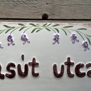 Egyedi  levendulás kerámia utcanévtábla  - otthon & életmód - ház & kert - házszám - Meska.hu