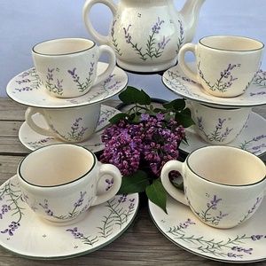 Romantikus levendulás kávés készlet - Meska.hu