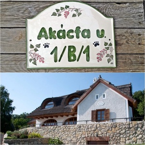 Selyemakác egyedi  kerámia utcanévtábla , Otthon & Életmód, Ház & Kert, Házszám, Kerámia, MESKA
