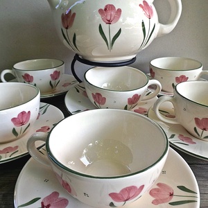 Tulipán imádóknak teás készlet - otthon & életmód - konyhafelszerelés, tálalás - tálalás - teás- és kávés pohár, készlet - Meska.hu