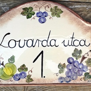 Szőlő,alma , kerámia utcanévtábla - otthon & életmód - ház & kert - házszám - Meska.hu