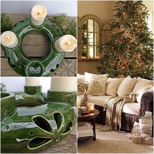 Karácsonyi kerámia  zöld- adventi  koszorú - karácsony - adventi díszek - adventi koszorú - Meska.hu