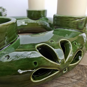 Karácsonyi kerámia  zöld- adventi  koszorú - karácsony - adventi díszek - adventi koszorú - Meska.hu