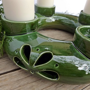 Karácsonyi kerámia  zöld- adventi  koszorú - karácsony - adventi díszek - adventi koszorú - Meska.hu