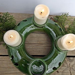 Karácsonyi kerámia  zöld- adventi  koszorú - karácsony - adventi díszek - adventi koszorú - Meska.hu