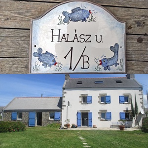  Egy nagy horgásznak, kerámia utca névtábla, Otthon & Életmód, Ház & Kert, Házszám, Kerámia, Festett tárgyak, MESKA