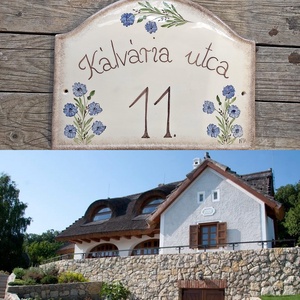 Búzavirág-kerámia ház és utca névtábla, Otthon & Életmód, Ház & Kert, Házszám, Kerámia, Festett tárgyak, MESKA