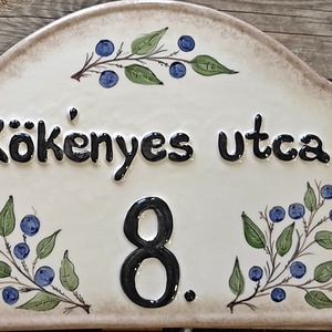 Kökény csokor kerámia utca név tábla - otthon & életmód - ház & kert - házszám - Meska.hu