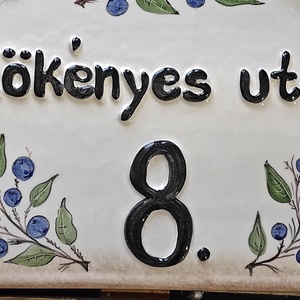 Kökény csokor kerámia utca név tábla - otthon & életmód - ház & kert - házszám - Meska.hu
