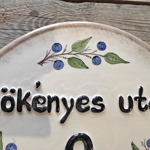 Kökény csokor kerámia utca név tábla - otthon & életmód - ház & kert - házszám - Meska.hu