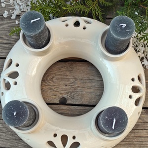 Karácsony... kerámia fehér - ekrü áttört-csipkés adventi  koszorú - karácsony - adventi díszek - adventi koszorú - Meska.hu Karácsony... kerámia fehér - ekrü áttört-csipkés adventi  koszorú - karácsony - adventi díszek - adventi koszorú - Meska.hu