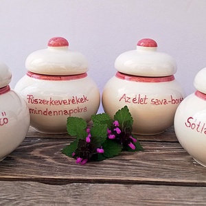 Napi bölcsességek pink fűszertartón  - otthon & életmód - konyhafelszerelés, tálalás - konyhai tárolás - fűszertartó - Meska.hu
