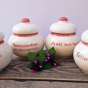 Napi bölcsességek pink fűszertartón  - otthon & életmód - konyhafelszerelés, tálalás - konyhai tárolás - fűszertartó - Meska.hu
