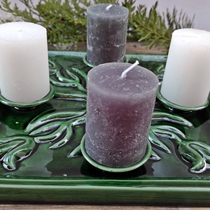  Kerámia egyedi-különlages zöld- adventi  koszorú - karácsony - adventi díszek - adventi koszorú - Meska.hu