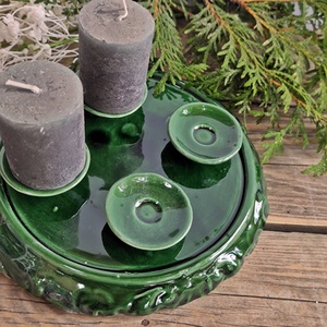 A  hagyomány és a zöld tisztelőinek- kerámia adventi koszorú - karácsony - adventi díszek - adventi koszorú - Meska.hu