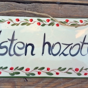 Bájos piros bogyós-Isten hozott tábla - otthon & életmód - ház & kert - isten hozott tábla - Meska.hu