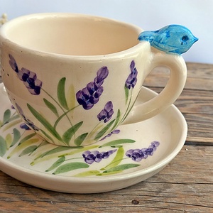 Levendulás,boldogságmadaras örömbögre - otthon & életmód - konyhafelszerelés, tálalás - tálalás - bögre & csésze - Meska.hu