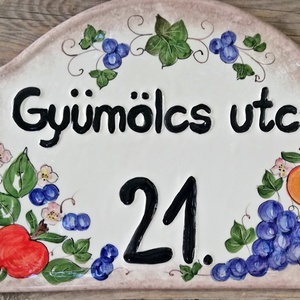 Kerámia egyedi ház és utcanév  tábla..gyümölcsös-mediterrános   - otthon & életmód - ház & kert - házszám - Meska.hu
