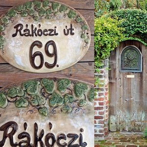 Borostyános kerámia utcanév tábla, Otthon & Életmód, Ház & Kert, Házszám, Kerámia, Festett tárgyak, MESKA