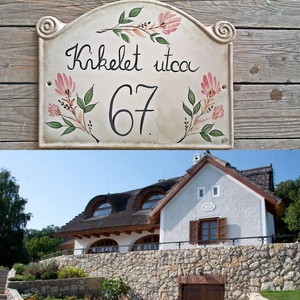 Pink kerámia ház és utca név tábla, Otthon & Életmód, Ház & Kert, Házszám, Kerámia, Festett tárgyak, MESKA