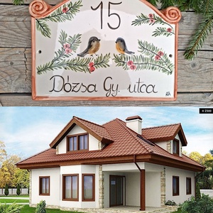 Vidéki hangulatú vörösbegy  egyedi  kerámia utcanévtábla, Otthon & Életmód, Ház & Kert, Házszám, Kerámia, Festett tárgyak, MESKA