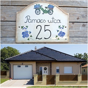 Egy kis kék romantika kerámia utcanév tábla, Otthon & Életmód, Ház & Kert, Házszám, Kerámia, MESKA