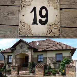 Letisztult-modern antikolt házszámtábla, Otthon & Életmód, Ház & Kert, Házszám, Kerámia, MESKA