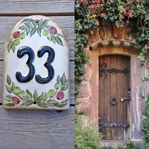 Mediterrán érzés olivás -Kerámia házszámtábla, Otthon & Életmód, Ház & Kert, Házszám, Kerámia, Festett tárgyak, MESKA