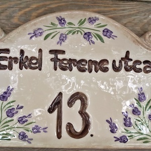 Egyedi  levendulás kerámia utcanévtábla  - Meska.hu