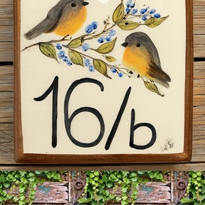 Vörösbegypár kerámia ház és utcanév tábla - Meska.hu