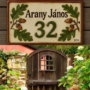 Tölgy ágacska egyedi utcanévtábla, Otthon & Életmód, Ház & Kert, Házszám, Kerámia, MESKA