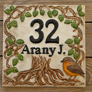 Életfa-vörösbegy egyedi kerámia utca névtábla, Otthon & Életmód, Ház & Kert, Házszám, Kerámia, MESKA