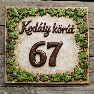 Borostyános  kerámia utca névtábla - Meska.hu