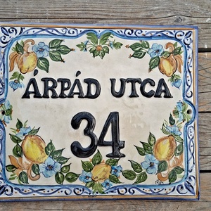  Mediterrán  egyedi kerámia utcanév tábla  - Meska.hu
