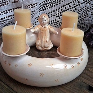  Kerámia koszorú az ünnep tisztelőinek    - karácsony - adventi díszek - adventi koszorú - Meska.hu