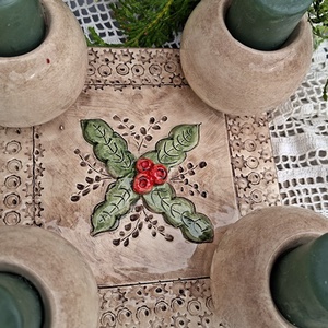 Natúr és a zöld tisztelőinek, kerámia koszorú - karácsony - adventi díszek - adventi koszorú - Meska.hu