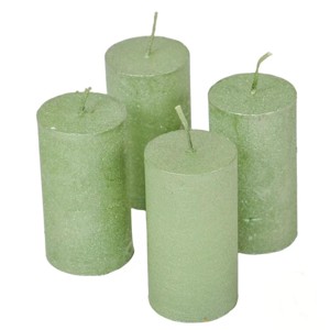 Rusztikus metál henger gyertya 40x75mm - menta szett, Kellékek & szerszámok, Vegyes alapanyag, Dekorációs gyertya, , MESKA