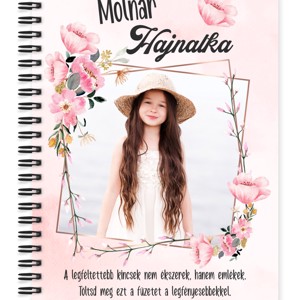 Saját fotós személyre szabható - Bájos virágos mintás A5-ös füzet, Otthon & Életmód, Papír, írószer, Jegyzetfüzet & Napló, , MESKA