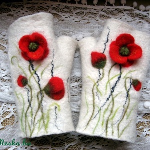 Ujjatlan kesztyű Pipacs  RENDELHETŐ  - Meska.hu