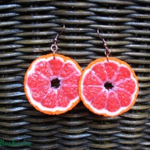 Pink grapefruit  fülbevaló - Meska.hu