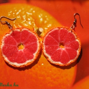 Pink grapefruit  fülbevaló -  - Meska.hu