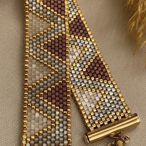Geometrikus Silk satin karkötő - ékszer - karkötő - gyöngyös karkötő - Meska.hu