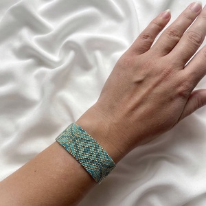 Türkiz arany gyöngyös karkötő és fülbevaló - ékszer - karkötő - gyöngyös karkötő - Meska.hu