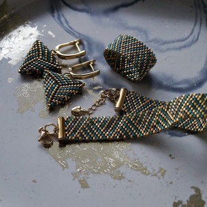 Kézzel készült Miyuki gyöngy szett, Ékszer, Karkötő, Széles karkötő, Ékszerkészítés, MESKA