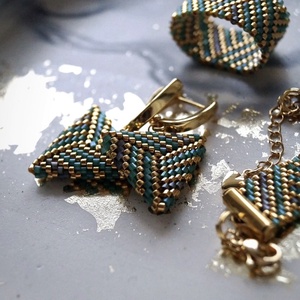 Kézzel készült Miyuki gyöngy szett - ékszer - karkötő - széles karkötő - Meska.hu